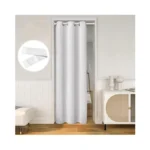 Homeideas Greyish White Doorway Curtains, Privacy Grommet Closet Curtain For
