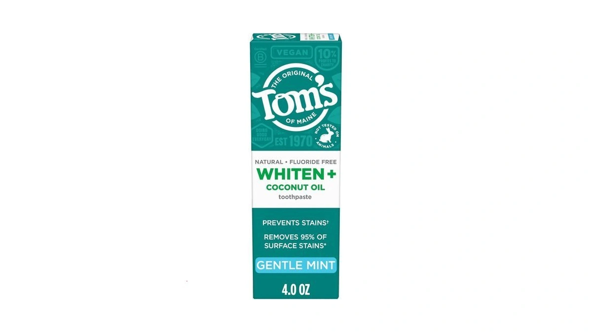 Tom's Of Maine Whiten Plus Coconut Oil Fluoride Free Toothpaste,