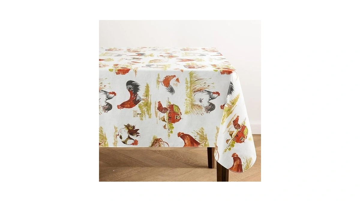 Elrene Home Fashions Vintage Rooster Farm Water- And Stain-resistant Vinyl
