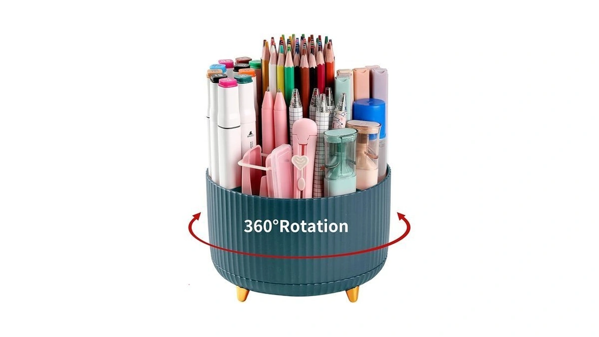 Edenms Desk Pencil Pen Holder, 5 Slots 360°degree Rotating Pen