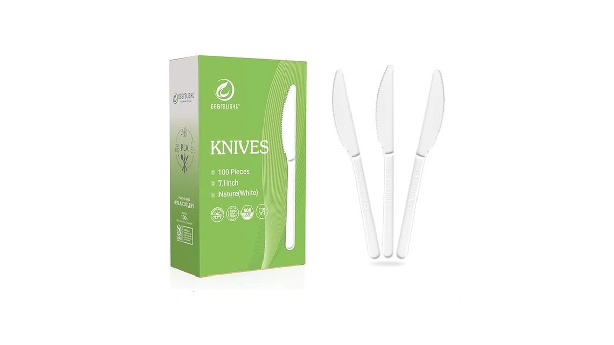 Degralight 100% Compostable Knives - 100 Pcs Cpla Knives, Durable
