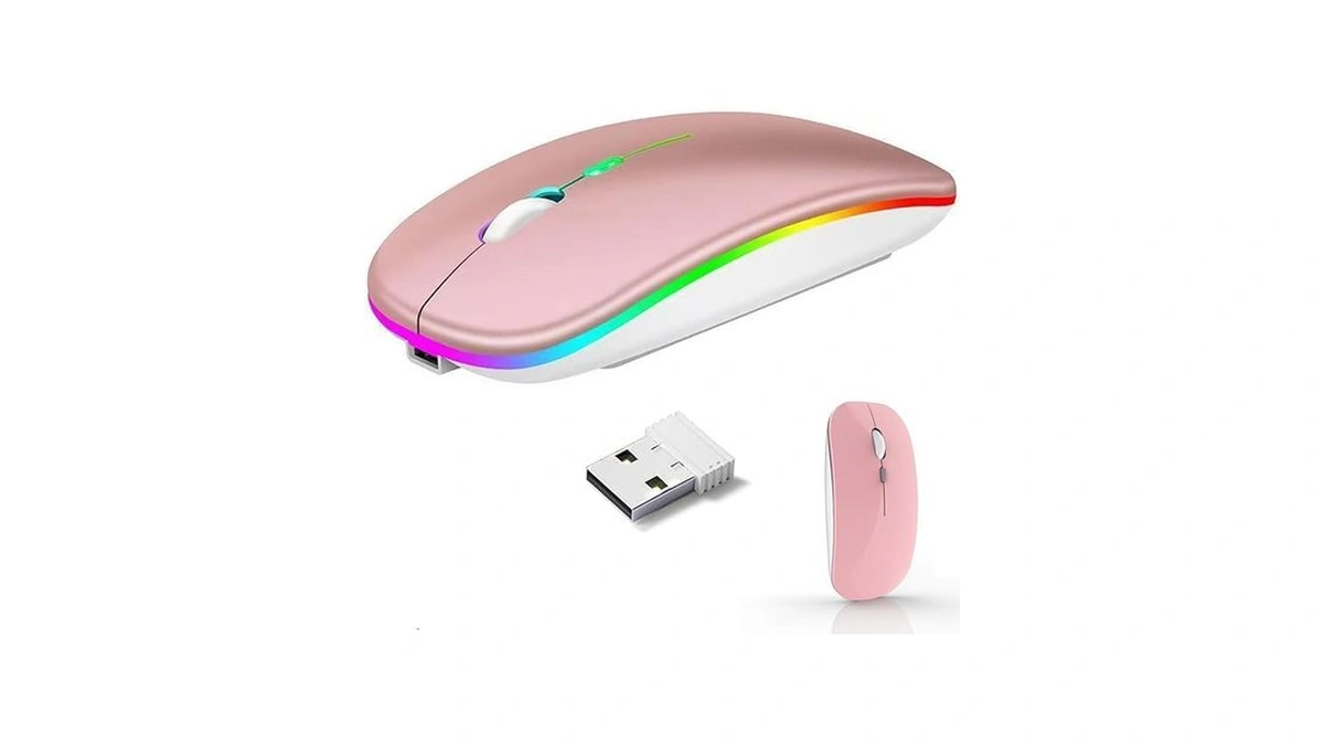 Looboaky Led Wireless Mouse, Rechargeable Bluetooth Mouse, Slim Portable Computer