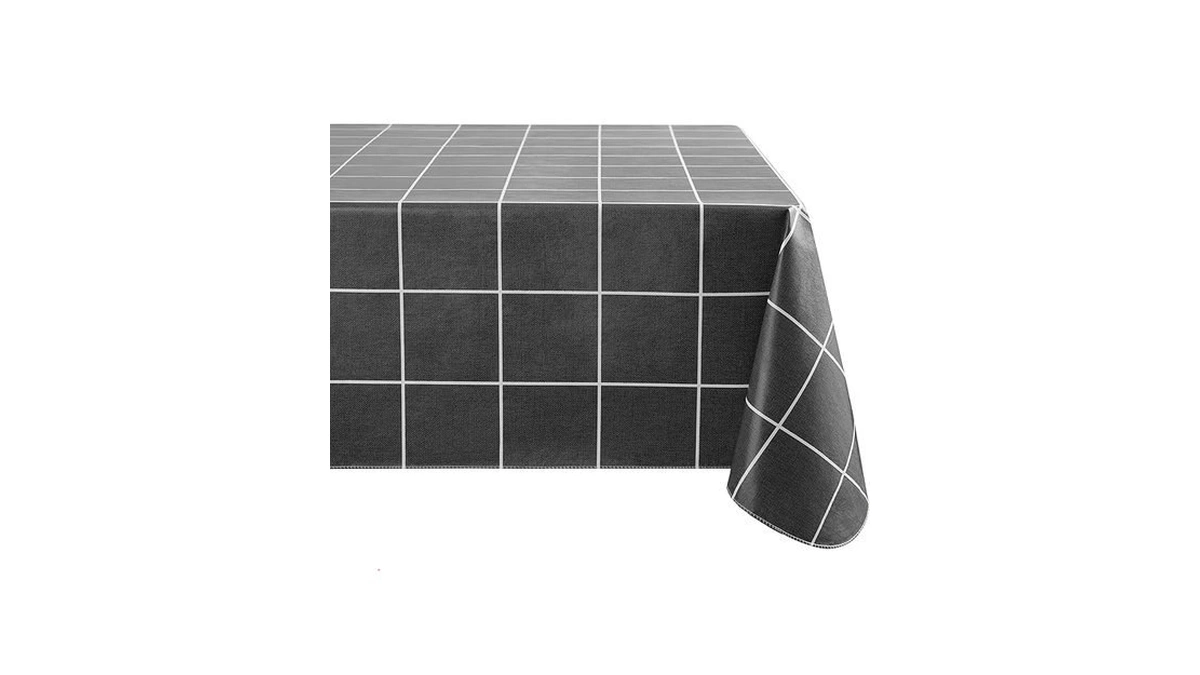 Elrene Home Fashions Windowpane Plaid Water- And Stain-resistant Vinyl Tablecloth