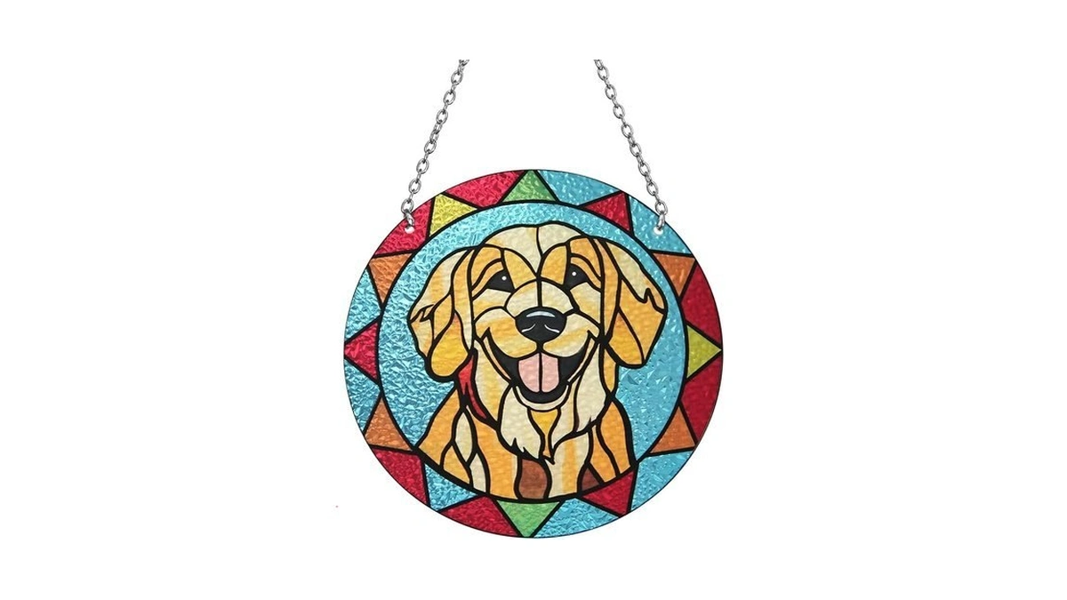 Marwey Dog Memorial Suncatcher - Stained Glass Golden Retriever Gifts