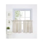 Elrene Home Fashions Linen Stripe Rod Pocket Cafe/kitchen Tier Window