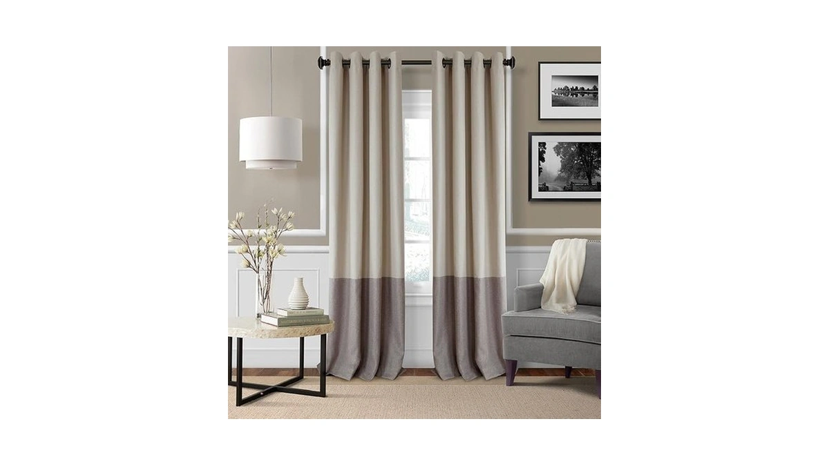 Elrene Home Fashions Braiden Color-block Blackout Window Curtain, Single Panel,