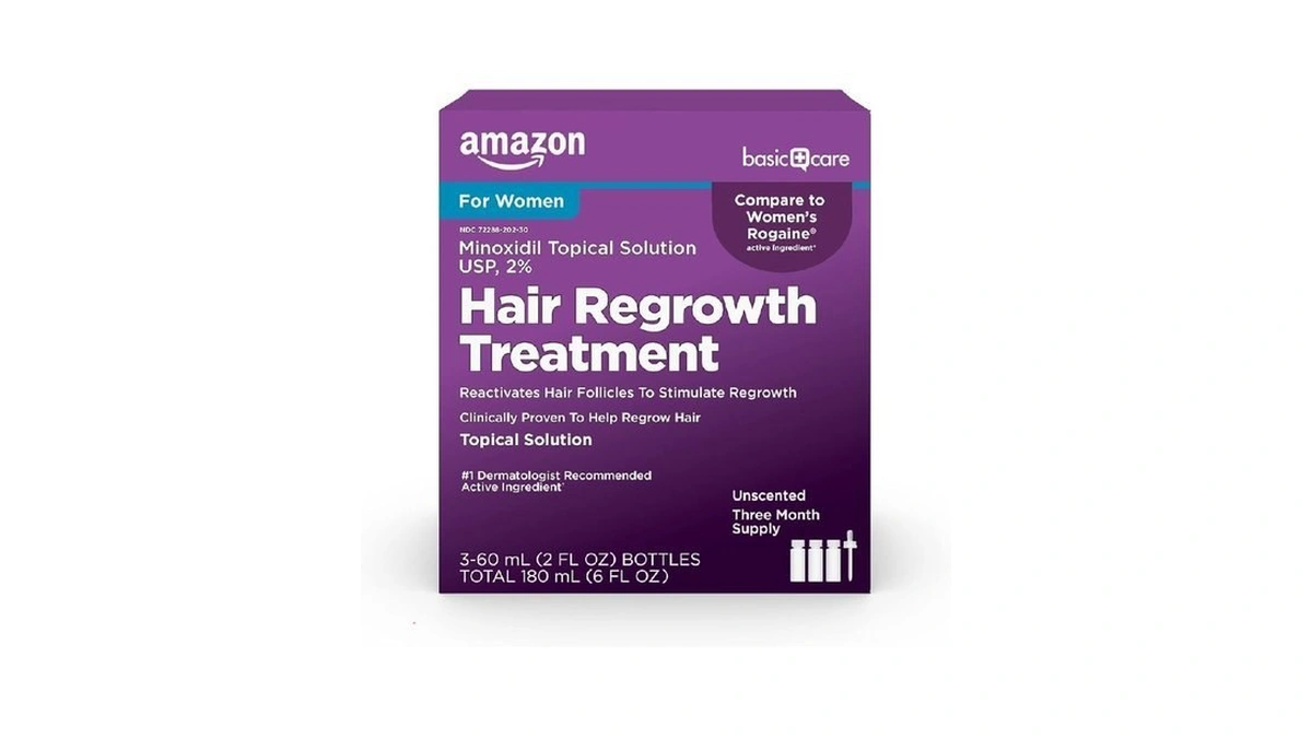Amazon Basic Care Minoxidil Topical Solution, 2 Percent, Hair Regrowth