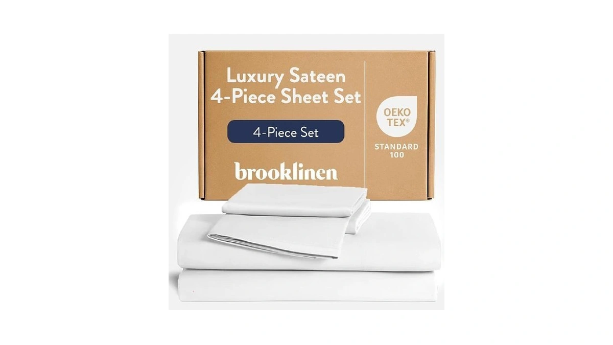 Brooklinen Luxury Sateen 4 Piece Sheet Set - 100% Cotton