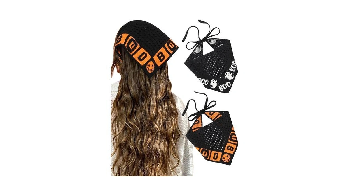 Haimeikang Halloween Crochet Hair Bandanas For Women Ghost Knit Head