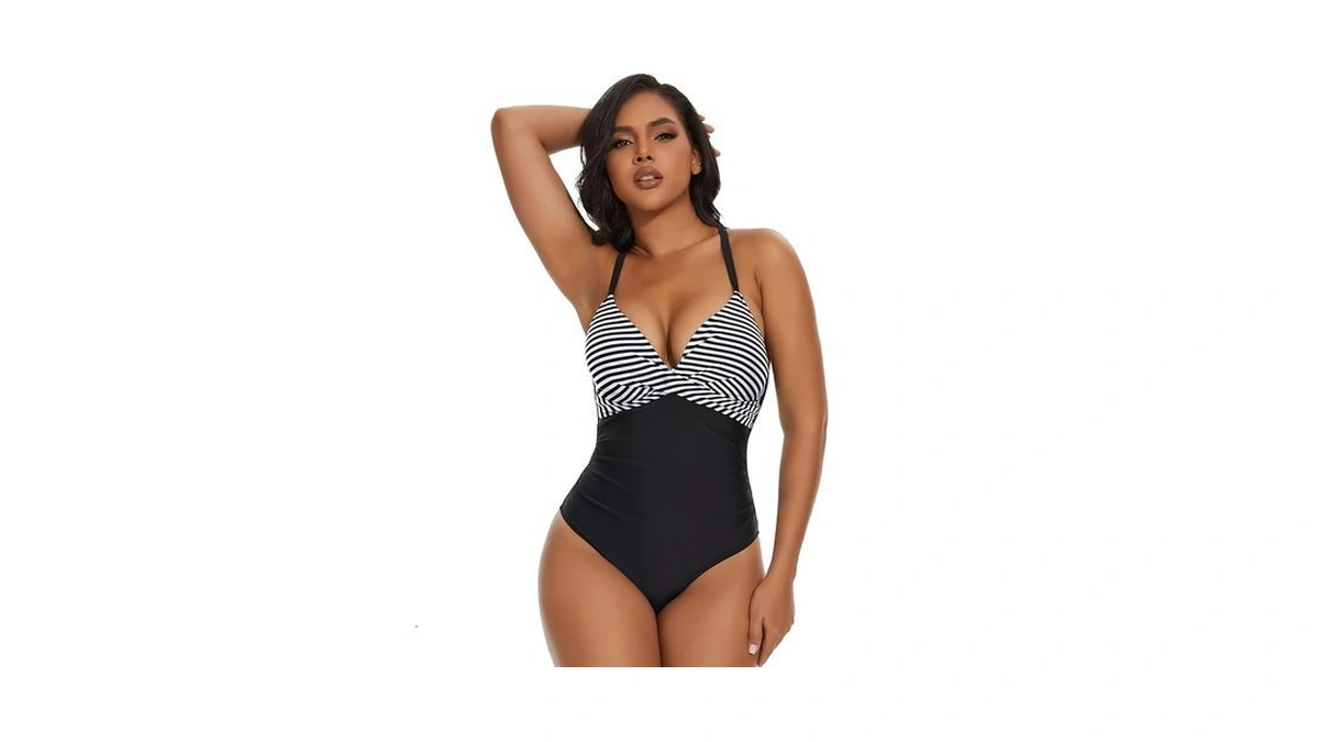 Shaperin Women's One Piece Bathing Suits Tummy Control Swimsuit Crisscross