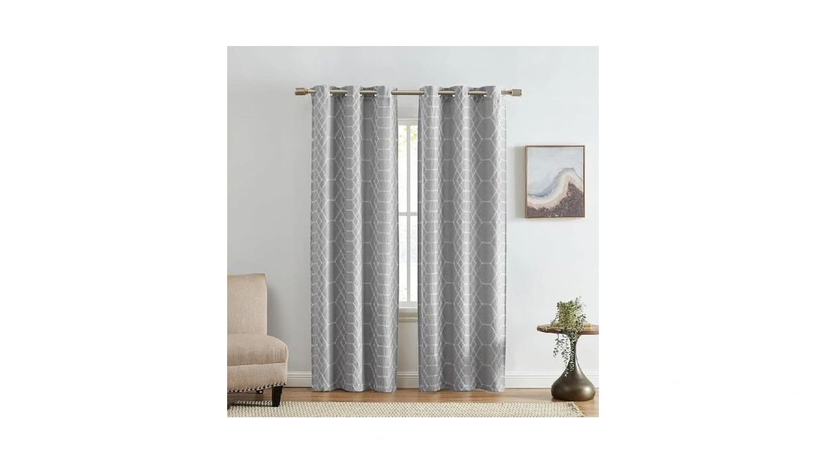 Elrene Home Fashions Kendal Geometric Embroidered Thermal Blackout Window Curtain