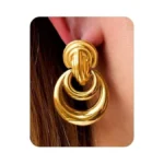 Uanneau Gold Chunky Earrings For Women Trendy, 14k Gold Plated
