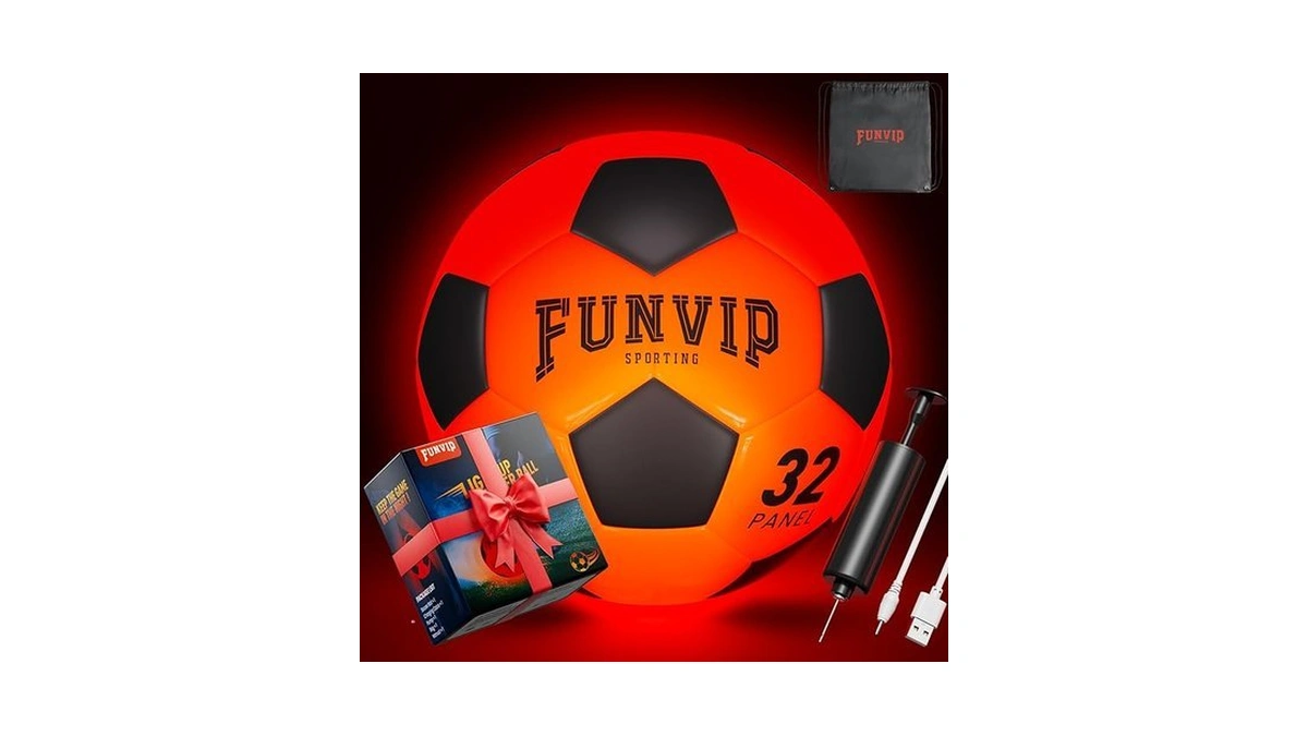 Funvip Light Up Led Soccer Ball, Rechargeable Glow In The