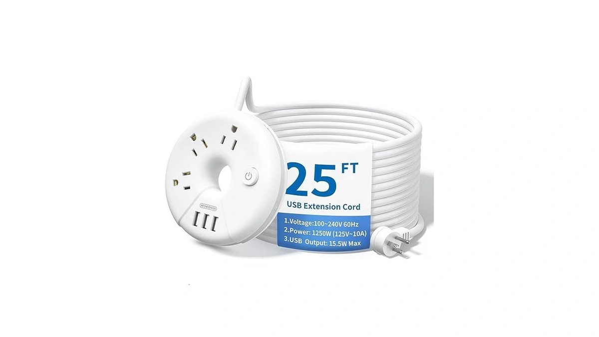 Ntonpower Extra Long Extension Cord 25 Ft, Flat Plug Power