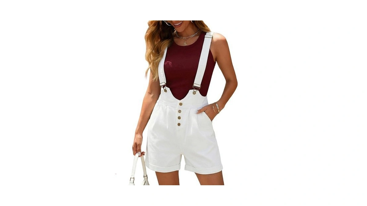Lookboho Women's 𝐃𝐞𝐧𝐢𝐦 𝐎𝐯𝐞𝐫𝐚𝐥𝐥 𝐒𝐡𝐨𝐫𝐭𝐬 Summer 2026 Jeans Bib Short