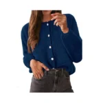 Kirundo Women’s Cardigans Casual Loose Button Up Long Sleeve Crewneck