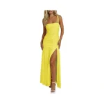 Wenrine Womens Summer Sleeveless Maxi Dress Mesh Ruched Spaghetti Strap