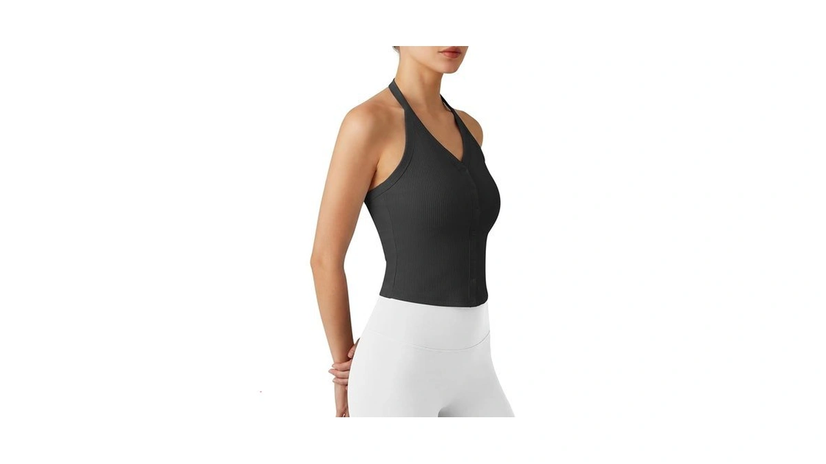 G4free Halter Ribbed Tank Tops For Women Backless Camisole Crop