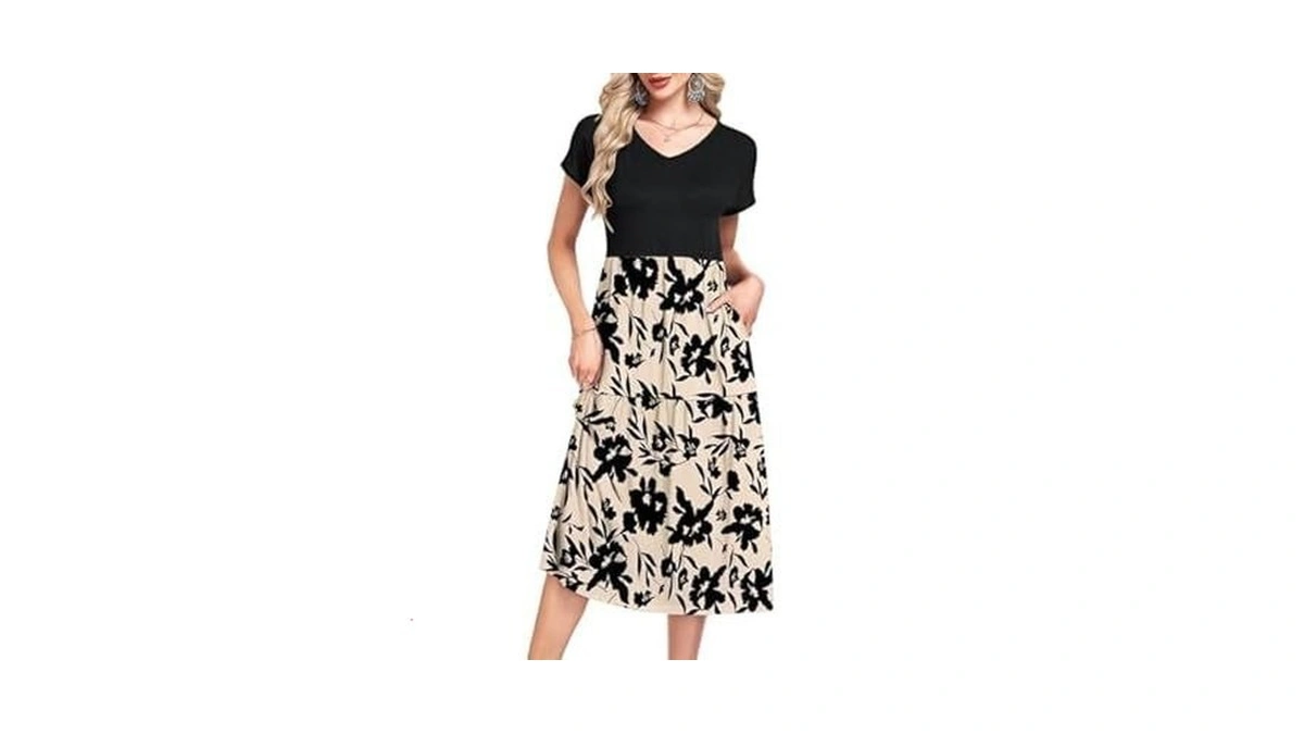 Wneedu Women 2026 Summer Dress Midi Casual Flowy Tiered A