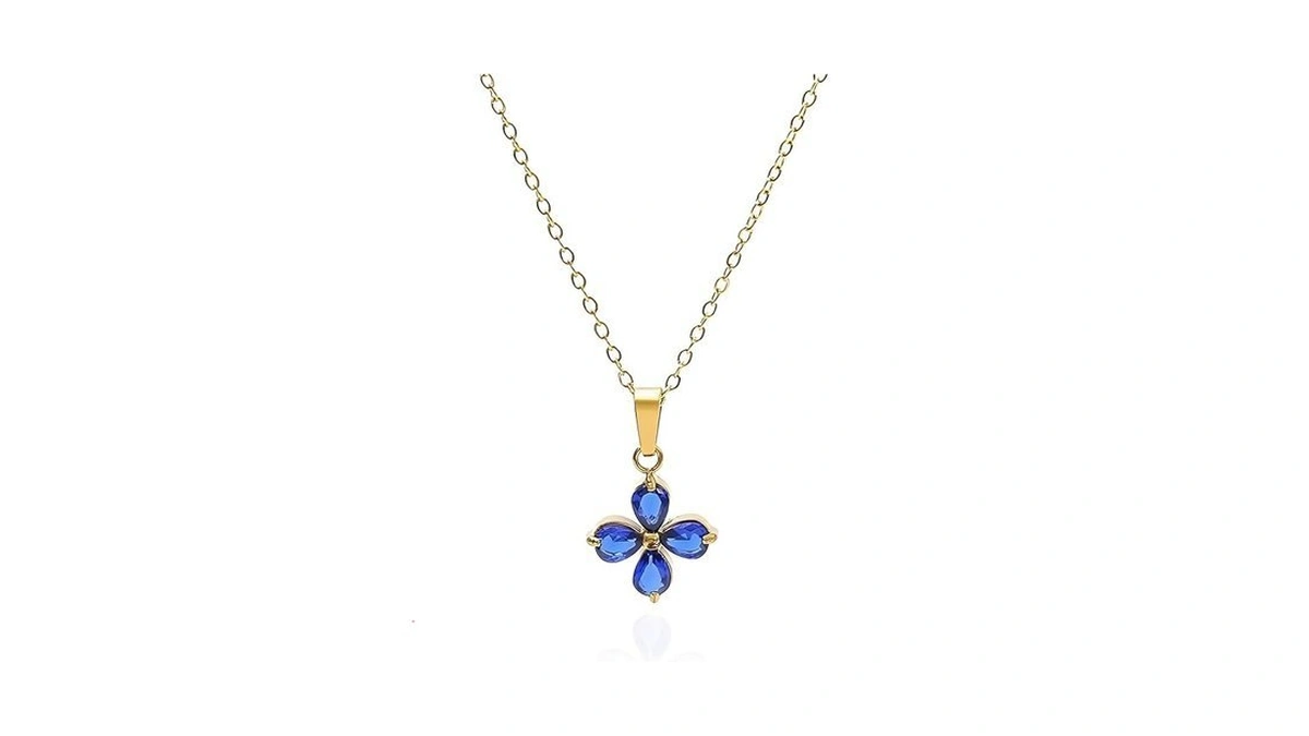 Wishchic 18k Plated Gold Necklace For Women, 1.1mm Cubic Zirconia