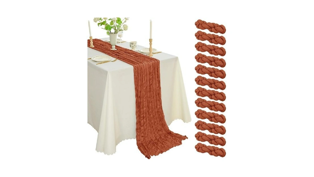 12pcs Cheesecloth Table Runner Gauze Boho Rustic 35x120 Inch Long