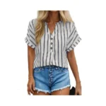 Dokotoo Women's Summer Short Sleeve Shirts Lightweight 1/4 Button Business