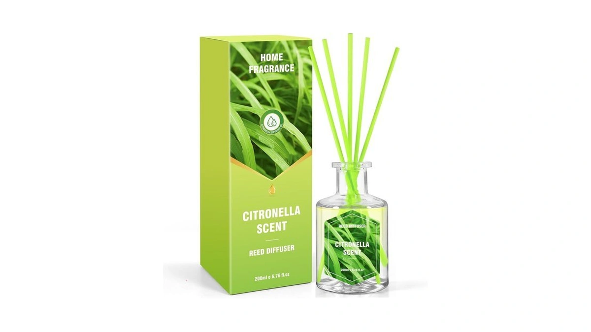 Strn Citronella Reed Diffuser, Lemongrass Fragrance Diffuser For Bathroom, Reed