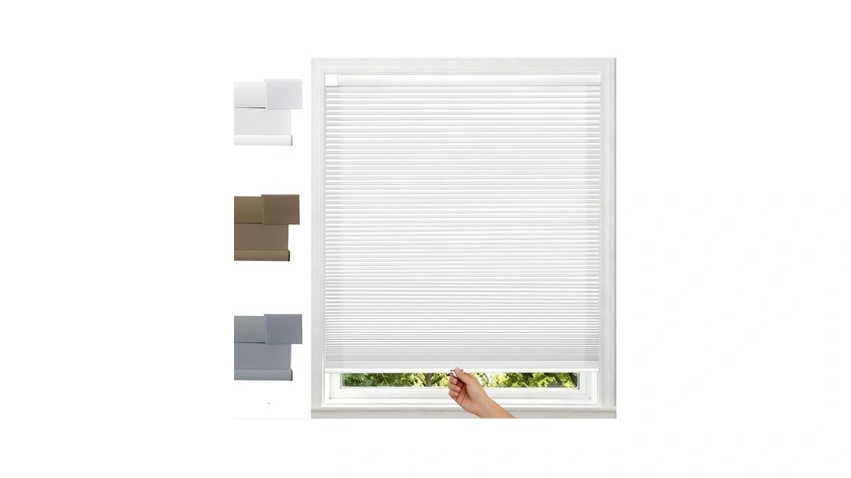 Serlmwnt No Drill Cordless Cellular Shades, Light Filtering Honeycomb Blinds,