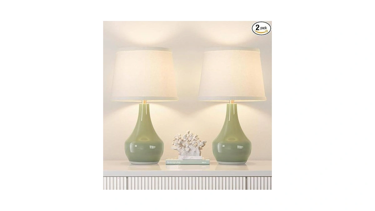 Seealle Modern Green Table Lamps Set Of 2 - Bedside