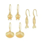 Mijeniti Fish Shell Dangle Earrings Gold Dangle Earrings Set For