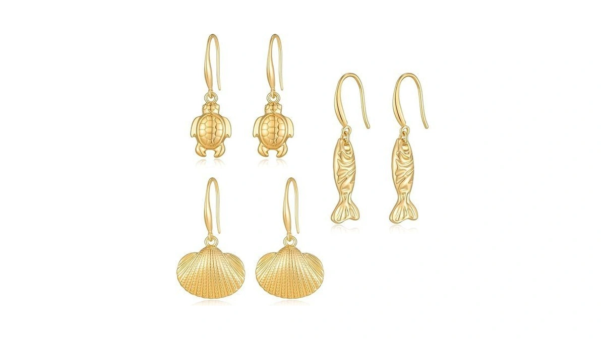 Mijeniti Fish Shell Dangle Earrings Gold Dangle Earrings Set For
