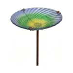 Ouisjyer 10.5" D Glass Bird Bath With Stake – Shallow