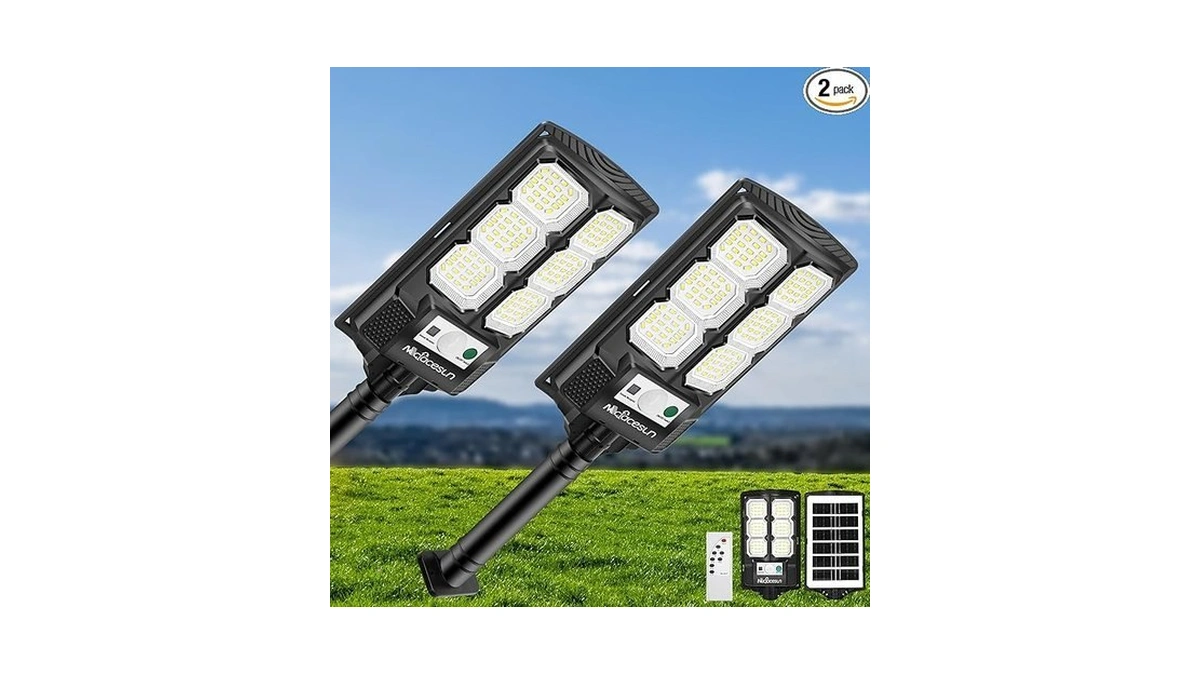 Mcfacesun Solar Lights Outdoor 5000lm -6500k Solar Street Light, Ip66