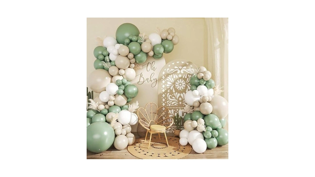 Crossfingers Sage Green White Balloon Garland Arch Kit,145pcs Green Sand