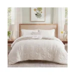 Casaagusto Twin Xl Comforter Set, 5 Pieces Snow White Seersucker