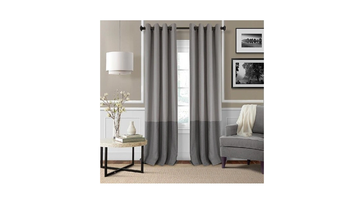 Elrene Home Fashions Braiden Color-block Blackout Window Curtain, Single Panel,