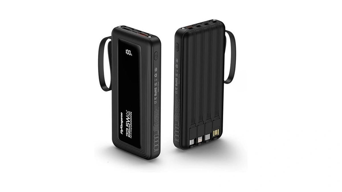 Flykangaroo Portable Charger With Built In Cables, Slim 10000mah Fast