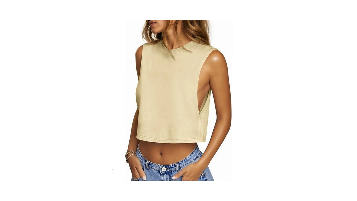 Womens Workout Cropped Tank Tops Summer Crewneck Crop Tops Casual