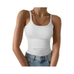 Gkbk Women's Scoop Neck Spaghetti Strap Tank Top Ribbed Sleeveless