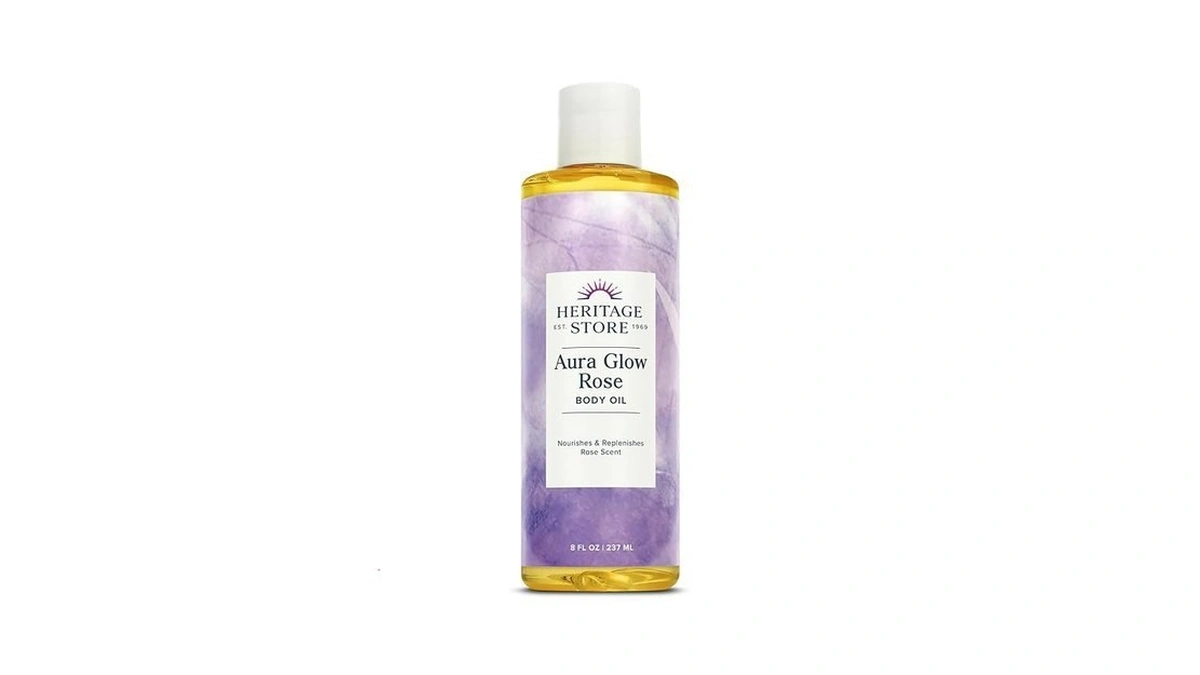 Heritage Store Aura Glow Rose Body Oil, Luxurious Body Moisturizer