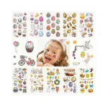 120pcs Bunny Egg Kids Stickers, Temporary Tattoos For Kids, Non-toxic