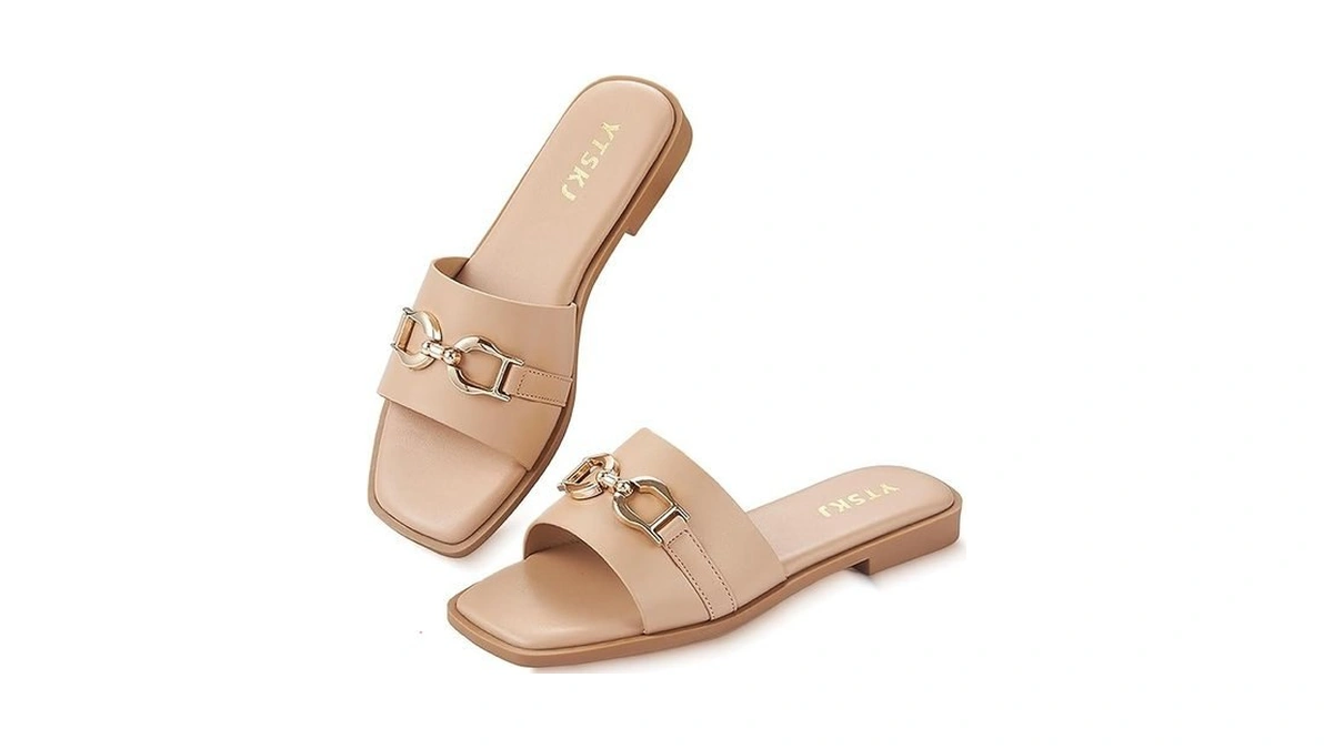 Ytskj Sandals For Women 2026 Square Open Toe Fashion Slides