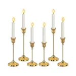 Shdsl Gold Candlestick Holders, Taper Candle Holders, Set Of 6,