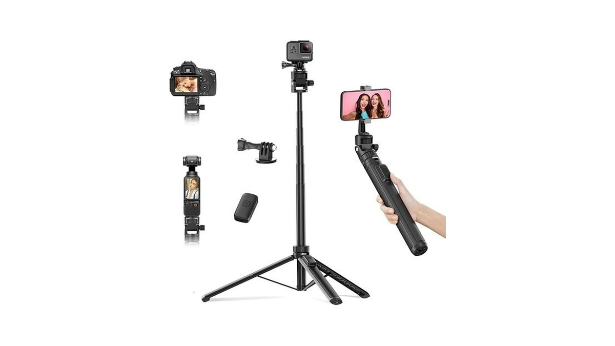 Jishane 70" Camera Tripod For Gopro Stand, Extendable Action Camera