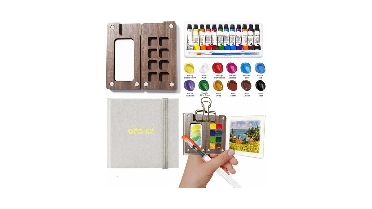 Orbixa Mini Watercolor Palette Paint Set Travel Size - 12