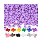 Dowsabel Purple Pony Beads Bulk 1000 Pcs 6x9mm, Large Hole
