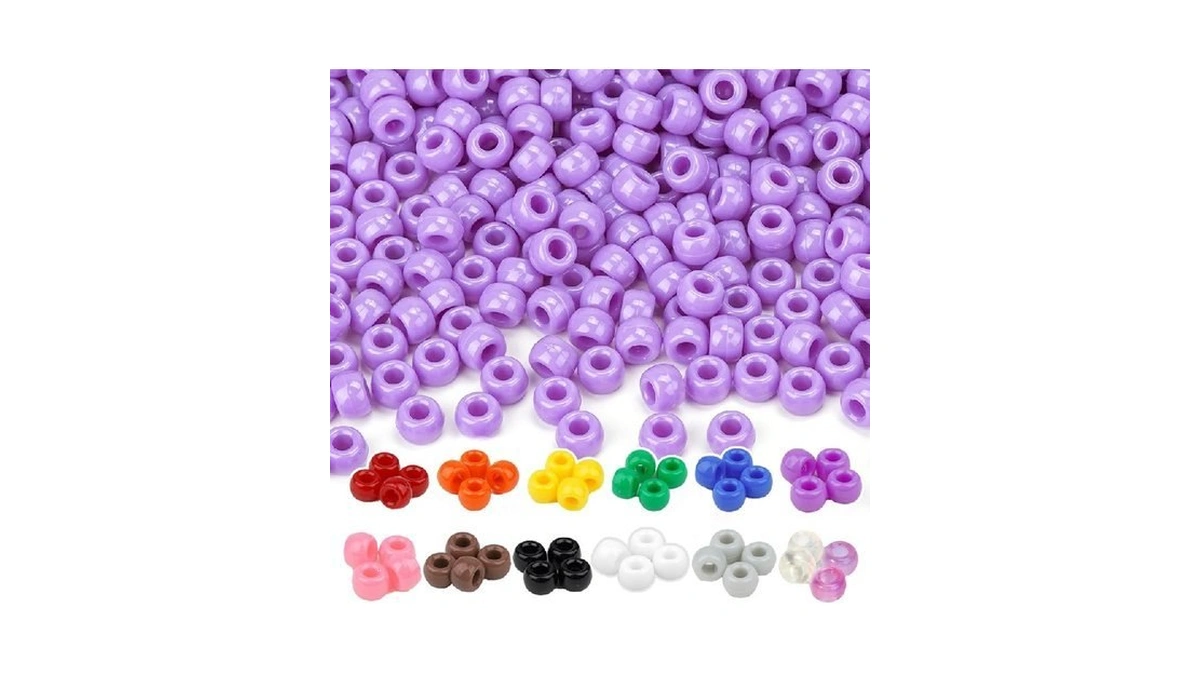 Dowsabel Purple Pony Beads Bulk 1000 Pcs 6x9mm, Large Hole