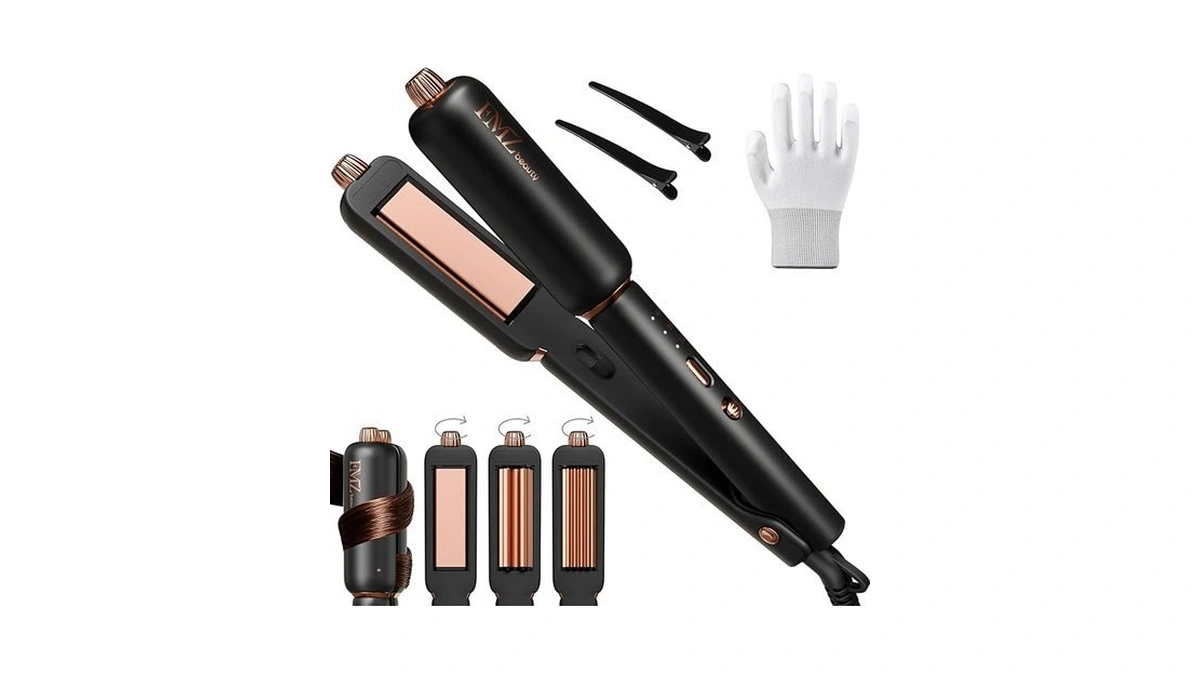 Fmz Flat Iron Hair Straightener Crimper Curler, 4 In 1