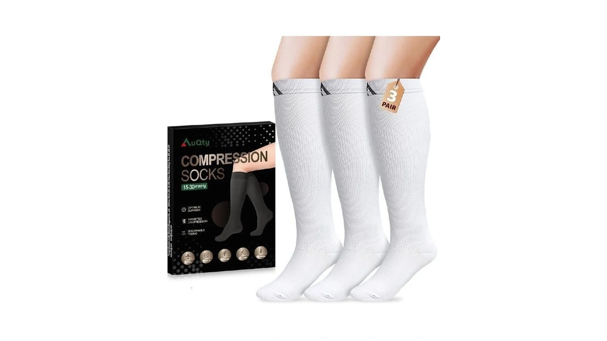 Auqty Compression Socks 15-30 Mmhg For Men Women (3 Pairs)