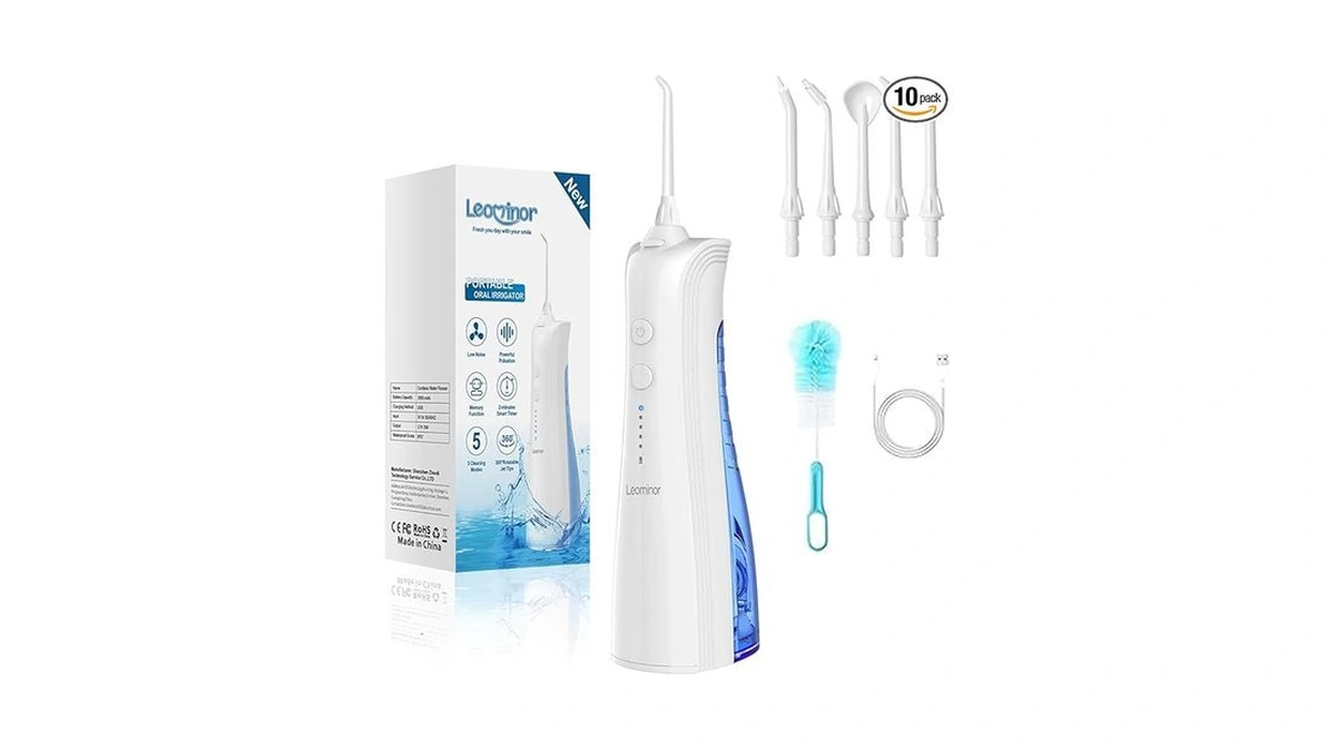 Leominor Water Dental Flosser - 5 Modes Cordless Portable Oral